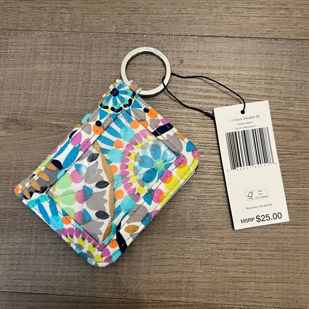 NWT Vera Bradley Campus Double ID Card Holder Keychain